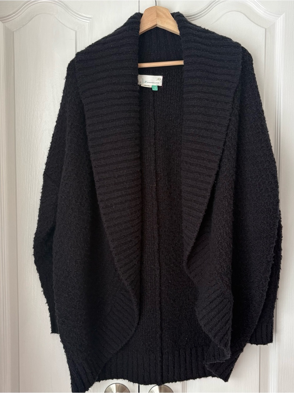 Anthropologie A+ 1X Black Chunky Knit Oversized Cardigan Shawl Collar 🖤